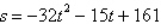 <strong>An object moving vertically is at the given heights at the specified times. Find the position equation for the object. At t = 1 second, s = 161 feet At t = 2 seconds, s = 98 feet At t = 3 seconds, s = 3 feet</strong> A) B) C) D) E)
