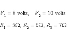 Applying Kirchhoff's Laws to the electrical network in the figure, the currents I<sub>1</sub>, I<sub>2</sub>, and I<sub>3</sub> are the solution of the system   Find the currents.    