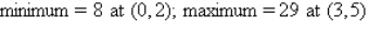 <strong>Find the minimum and maximum values of the objective function and where they occur, subject to the indicated constraints. </strong> A) B) C) D) E)