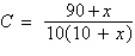 <strong>A 1500-liter tank contains 30 liters of a 10% acid solution. You add x liters of a 90% acid solution to the tank. Determine a function C that represents the proportion of acid to the total solution in the final mixture.</strong> A) B) C) D) E)