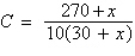 <strong>A 1500-liter tank contains 30 liters of a 10% acid solution. You add x liters of a 90% acid solution to the tank. Determine a function C that represents the proportion of acid to the total solution in the final mixture.</strong> A) B) C) D) E)