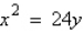 <strong>A solar oven uses a parabolic reflector to focus the sun's rays at a point 6 inches from the vertex of the reflector (see figure). Write an equation for a cross section of the oven's reflector with its focus on the positive y axis and its vertex at the origin. L = 6 inches</strong> A) B) C) D) E)