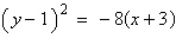 <strong>Give the standard form of the equation of the parabola with the given characteristics. vertex: (-3, 1) focus: (-1, 1)</strong> A) B) C) D) E)