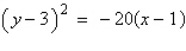 <strong>Give the standard form of the equation of the parabola with the given characteristics. vertex: (-1, -3) directrix: </strong> A) B) C) D) E)