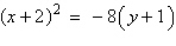<strong>Give the standard form of the equation of the parabola with the given characteristics. focus: (-1, 0) directrix: </strong> A) B) C) D) E)