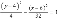 <strong>Find the center and foci of the hyperbola. </strong> A) center: (6, 4), foci: (6, -2), (6, 10) B) center: (4, 6), foci: (-2, 6), (10, 6) C) center: (-4, -6), foci: (-4, -12), (-4, 0) D) center: (-6, -4), foci: (-6, -10), (-6, 2) E) center: (6, 4), foci: (0, 4), (12, 4)
