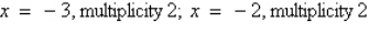 <strong>Find all real zeros of the polynomial and determine the multiplicity of each.</strong> A) B) C) D) E)