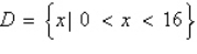 <strong>An open box is to be made from a square piece of cardboard, 32 inches on a side, by cutting equal squares with sides of length x from the corners and turning up the sides (see figure below). If the volume of the box is represented by , determine the domain of . </strong> A) B) C) D) E)