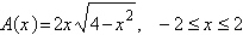 <strong>A rectangle is bounded by the x-axis and the semicircle (see figure). Write the area A of the rectangle as a function of x and determine the domain of the function. -2 2</strong> A) B) C) D) E)