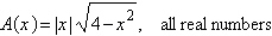 <strong>A rectangle is bounded by the x-axis and the semicircle (see figure). Write the area A of the rectangle as a function of x and determine the domain of the function. -2 2</strong> A) B) C) D) E)