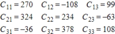 <strong>Find all cofactors of the matrix . </strong> A) B) C) D) E)