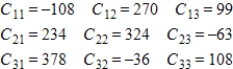 <strong>Find all cofactors of the matrix . </strong> A) B) C) D) E)