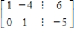 <strong>Find the system of linear equations represented by the augmented matrix.Then use back substitution to solve.(Use variables x,y,z,and w if applicable. ) </strong> A) (-14,-5) B) (-14,-5) C) (-14,5) D) (-5,-14) E) (-5,-14)