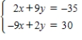 <strong>Use matrices to solve the system of equations (if possible).Use Gaussian elimination with back-substitution or Gauss-Jordan elimination. </strong> A)x = -3,y = -4 B)x = 4,y = 3 C)x = -4,y = -3 D)x = -3,y = 4 E)no solution