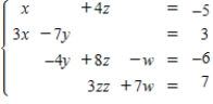 <strong>Write the system of linear equations represented by the augmented matrix.(Use variables x,y,z,and w. ) </strong> A) B) C) D) E) 