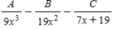 <strong>Write the form of the partial fraction decomposition of the rational expression.Do not solve for the constants. </strong> A) B) C) D) E)