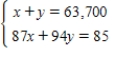 <strong>Seven hundred gallons of 91-octane gasoline is obtained by mixing 87-octane gasoline with 94-octane gasoline.Write a system of equations in which one equation represents the amount of final mixture required and the other represents the amounts of 87- and 94-octane gasolines in the final mixture.Let x and y represent the numbers of gallons of 87-octane and 94-octane gasolines,respectively. </strong> A) B) C) D) E)