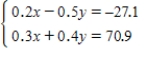 <strong>Solve the system of linear equations by the method of elimination.Find (x,y)and check your solution algebraically. </strong> A)(97,107) B)(107,97) C)(107,-97) D)(-97,107) E)(-107,97) 