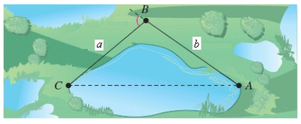 To approximate the length of a marsh,a surveyor walks 255 meters from point A to point B,then turns 81° and walks 225 meters to point C (see figure).Approximate the length AC of the marsh. where a = 225 m,b = 255 m 