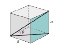 <strong>Determine the angle between the diagonal of a cube and the diagonal of its base,as shown in the figure,where a = 12 .Round your answer to one decimal place.? ?</strong> A)38.3<sup>o</sup> B)36.3<sup>o</sup> C)39.3<sup>o</sup> D)35.3<sup>o</sup> E)37.3<sup>o</sup>