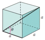 <strong>Determine the angle between the diagonal of a cube and its edge,as shown in the figure,where a = 12 .Round your answer to one decimal place.? ?</strong> A)56.7<sup>o</sup> B)57.7<sup>o</sup> C)55.7<sup>o</sup> D)54.7<sup>o</sup> E)58.7<sup>o</sup> ?