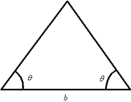 Find the altitude of the isosceles triangle shown below if \theta = 53 ^ { \circ } and b = 25 \text { meters } .Round answer to two decimal places.