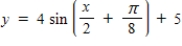 <strong>Write an equation for the function that is described by the given characteristics. A sine curve with a period of 4π,an amplitude of 4,a left phase shift of ,and a vertical translation down 5 units. </strong> A) B) C) D) E)