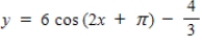 <strong>Write an equation for the function that is described by the given characteristics. A cosine curve with a period of π,an amplitude of 6,a left phase shift of π,and a vertical translation down units. </strong> A) B) C) D) E)