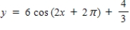 <strong>Write an equation for the function that is described by the given characteristics. A cosine curve with a period of π,an amplitude of 6,a left phase shift of π,and a vertical translation down units. </strong> A) B) C) D) E)