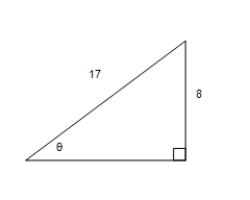 Find the exact values of the six trigonometric functions of the angle ? shown in the figure. (Use the Pythagorean Theorem to find the third side of the triangle. )   ?