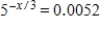 <strong>Solve for x: .Round to 3 decimal places.</strong> A)-20.606 B)9.803 C)20.606 D)-3.268 E)15.777