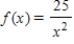 <strong>Find the domain of the function and identify any vertical and horizontal asymptotes. </strong> A)Domain: all real numbers x except x = 0 Vertical asymptote: x = 0 Horizontal asymptote: y = 0 B)Domain: all real numbers x except x = 5 Vertical asymptote: x = 0 Horizontal asymptote: y = 0 C)Domain: all real numbers x except x = 25 Vertical asymptote: x = 0 Horizontal asymptote: y = 0 D)Domain: all real numbers x Vertical asymptote: x = 0 Horizontal asymptote: y = 0 E)Domain: all real numbers x except x = ±5 Vertical asymptote: y = 0 Horizontal asymptote: x = 0
