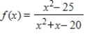 <strong>Determine the domain of the function .</strong> A)Domain: all real numbers except x = 5 and -4 B)Domain: all real numbers except x = -5 and -4 C)Domain: all real numbers except x = -5 and 4 D)Domain: all real numbers except x = -4 E)Domain: all real numbers
