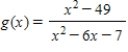 <strong>Find domain of the following function. </strong> A)all real numbers x except x = -49 and x = -1 B)all real numbers x except x = -6 and x = 7 C)all real numbers x except x = 6 and x = 49 D)all real numbers x except x = 7 and x = -1 E)all real numbers x except x = -7 and x = 1