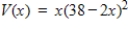 <strong>An open box is to be made from a square piece of material,38 inches on a side,by cutting equal squares with sides of length x from the corners and turning up the sides (see figure) where . Determine the domain of the following function,V(x)represents the volume of the box . </strong> A)Domain: B)Domain: C)Domain: D)Domain: E)Domain: