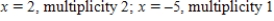 <strong>Find all real zeros of the polynomial and determine the multiplicity of each.</strong> A) B) C) D) E)