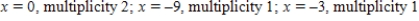 <strong>Find all real zeros of the polynomial and determine the multiplicity of each.</strong> A) B) C) D) E)