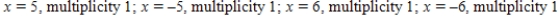 <strong>Find all real zeros of the polynomial and determine the multiplicity of each.</strong> A) B) C) D) E)