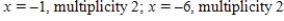 <strong>Find all real zeros of the polynomial and determine the multiplicity of each.</strong> A) B) C) D) E)