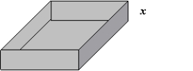 An open box is to be made from a square piece of cardboard, 66 \text { inches } on a side,by cutting equal squares with sides of length x from the corners and turning up the sides (see figure below).After determining the function V,in terms of x,that represents the volume of the box,use a graphing utility to estimate the dimensions that will maximize its volume.