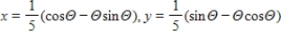 <strong>Select the parametric equations matching with the following graph. </strong> A)Involute of circle: B)Involute of circle: C)Involute of circle: D)Involute of circle: E)Involute of circle: