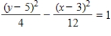 <strong>Find the standard form of the equation of the hyperbola with the given characteristics. vertices: (3,3), (3,7) Foci: (3,1), (3,9) ​</strong> A)   B)   C)   D)   E)   <div style=padding-top: 35px> 