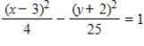 <strong>Find the standard form of the equation of the hyperbola with the given characteristics. vertices: (1,-2), (5,-2) Asymptotes:  </strong> A)   B)   C)   D)   E)   <div style=padding-top: 35px> 