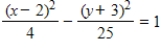 <strong>Find the standard form of the equation of the hyperbola with the given characteristics. vertices: (1,-2), (5,-2) Asymptotes:  </strong> A)   B)   C)   D)   E)   <div style=padding-top: 35px> 