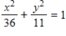 <strong>Find the standard form of the equation of the ellipse with the given characteristics and center at the origin. Foci: ;major axis of length 12 </strong> A) B) C) D) E)