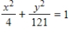 <strong>Find the standard form of the equation of the ellipse with the following characteristics. Foci: ,major axis of length: 22 </strong> A) B) C) D) E)