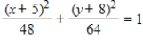 <strong>Find the standard form of the equation of the ellipse with the given characteristics. Foci: ,endpoints of the major axis: </strong> A) B) C) D) E)