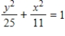<strong>Find the standard form of the equation of the hyperbola with the given characteristics and center at the origin. Vertices: (0,±5);focies: (0,±6) </strong> A) B) C) D) E)