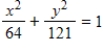 <strong>Find the standard form of the equation of the ellipse with the following characteristics. focies: (±8,0)major axis of length: 22</strong> A) B) C) D) E)