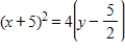 <strong>Find the vertex,focus,and directrix of the parabola. </strong> A)Vertex: ;Focus: ;Directrix: B)Vertex: ;Focus: ;Directrix: C)Vertex: ;Focus: ;Directrix: D)Vertex: ;Focus: ;Directrix: E)Vertex: ;Focus: ;Directrix: